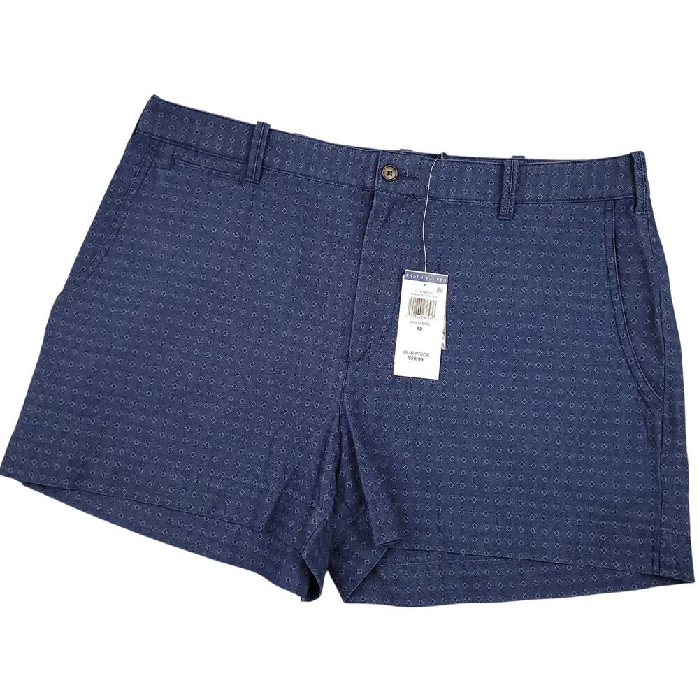 Polo Ralph Lauren Womens Chino Shorts Sz 12 Embroidered Pony Logo Preppy NWT $60